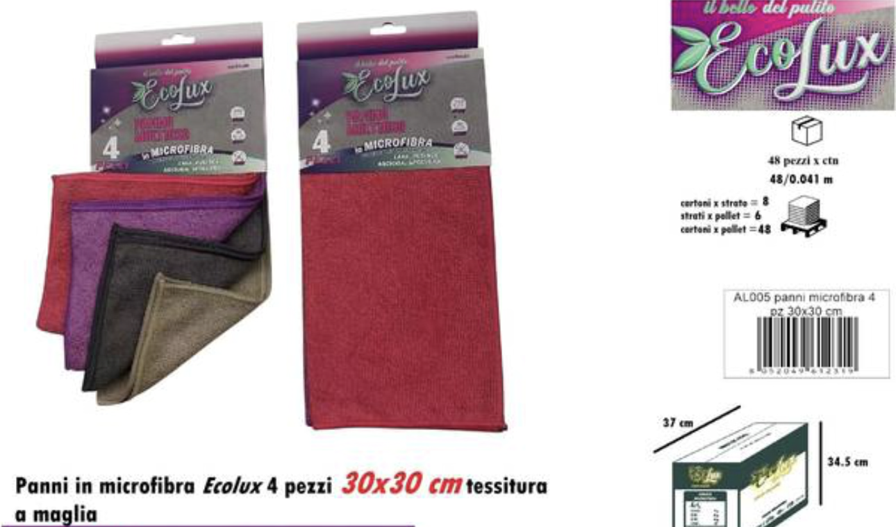 Set 4 pz panni in microfibra