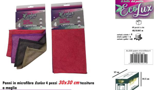 Set 4 pz panni in microfibra