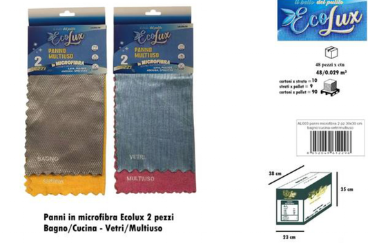 Set 2 panni vetri e multiuso