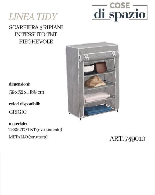 Scarpiera 5 ripiani in ripieghevole